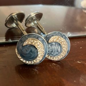 Blue and Silver Cuff Link Set